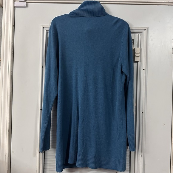 Susan Graver Cowl Neck Zipup Blue Cardigan Size L - Picture 7 of 8